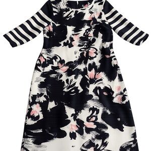 Eloquii Black and Pink Brushstroke Midi Dress